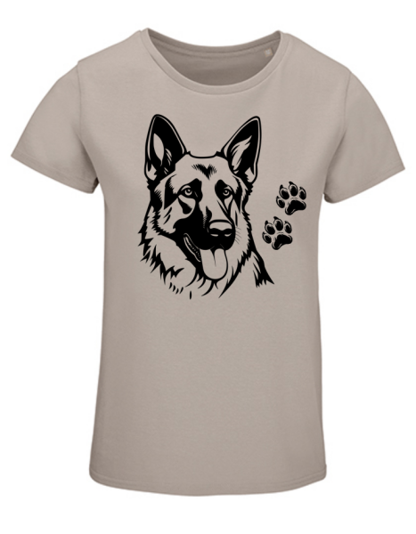 Damen T-Shirt mit Schäferhund und Pfoten